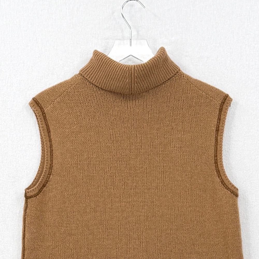 THE ROW Giselle Cashmere Turleneck Sweater Womens Medium Camel Brown Sleeveless - Picture 7 of 16